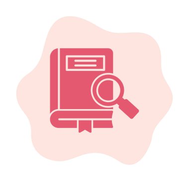 Loupe simgesi, araştırma konsepti, vektör illüstrasyonlu kitap