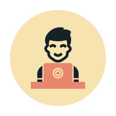 Dizüstü bilgisayarı olan adam vektör çizimi  