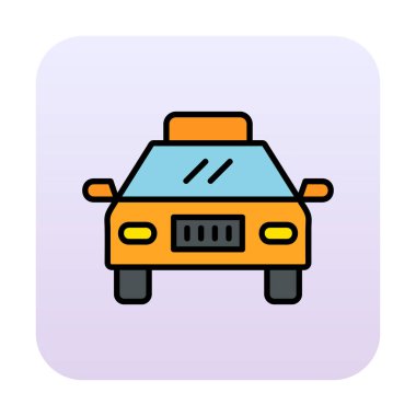 Basit taksi arabası simgesi, vektör illüstrasyonu