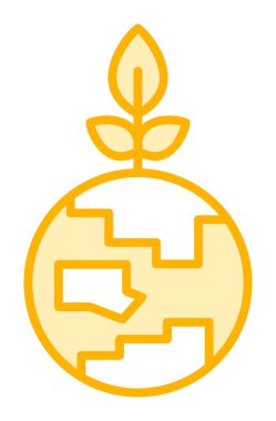 Bitki ikonu vektör illüstrasyonlu Dünya gezegeni 