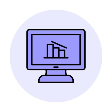 Çevrimiçi Veri Analizi vektör çizgi simgesi