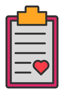 Kalp ikonu vektör illüstrasyonlu Tıbbi Rapor               