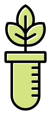 Test tüpü simgesine bitki, vektör illüstrasyonuName 