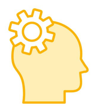 Düşünen baş simgesi, vektör çizimi basit tasarım