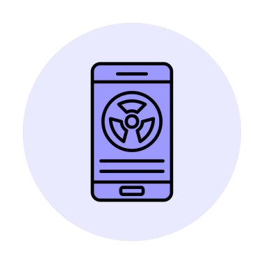 Akıllı telefon ekran simgesinde radyasyon işareti 