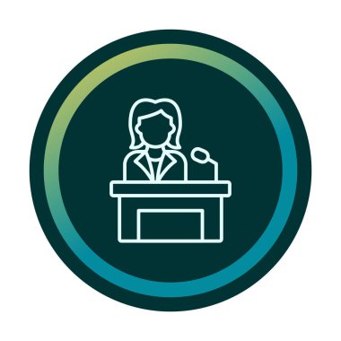 Konuşma standında konuşma yapan kadınlar, vektör illüstrasyonu