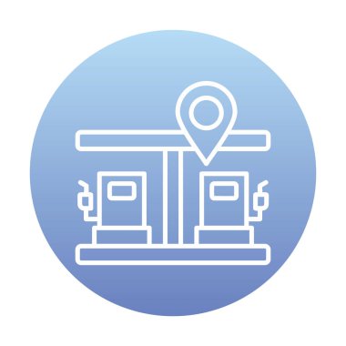 Benzin istasyonu web simgesi, vektör illüstrasyonlu harita işaretleyici