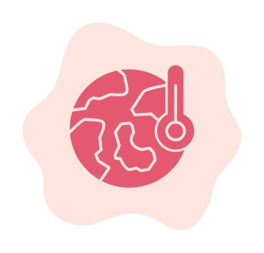 Termometre renk vektörü simgesine sahip dünya, Küresel Isınma kavramı