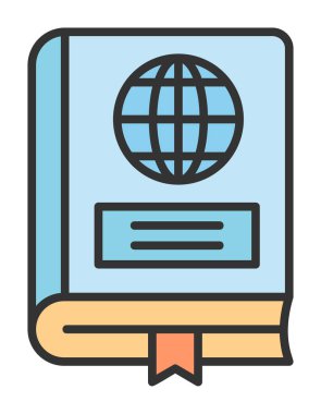 Coğrafya Kitabı web simgesi, vektör illüstrasyonu 