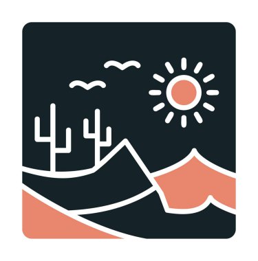 Çöl manzarası ikonu vektör illüstrasyon tasarımı