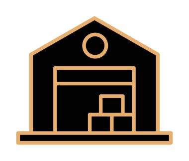 Kutu simgesi ve vektör illüstrasyonlu depo 