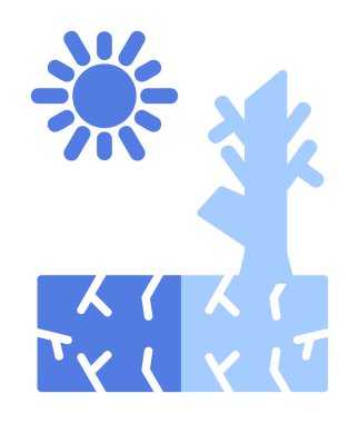 Kuraklık zeminli bir ağacın vektör düzlüğü simgesi 