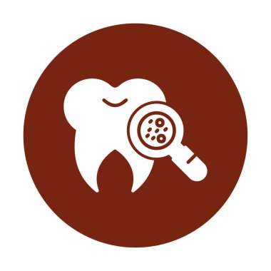 Diş simgesi, vektör illüstrasyonunda Bakteri aranıyor  