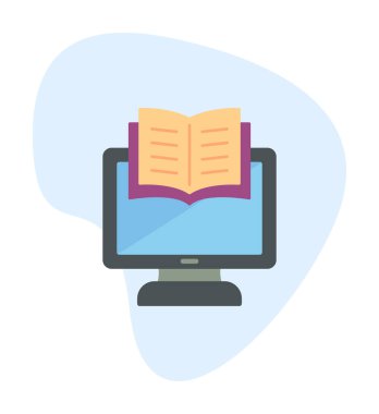 E-kitap ve bilgisayar ekran simgesi, vektör illüstrasyonu 