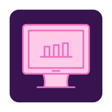 iş grafiği bilgisayar ekranında, vektör illüstrasyonu basit tasarım