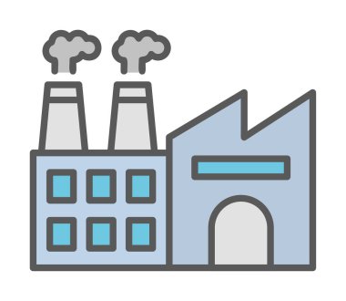 Fabrika web simgesi, vektör illüstrasyonu 