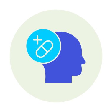 Tıbbi ve sağlık ikonu, vektör illüstrasyon. Ruh Sağlığı Konsepti                                    