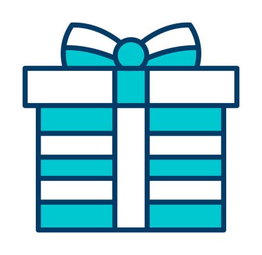 Hediye ikonlu kutu. Düz stil. Vektör çizimi. beyaz arkaplanda izole.