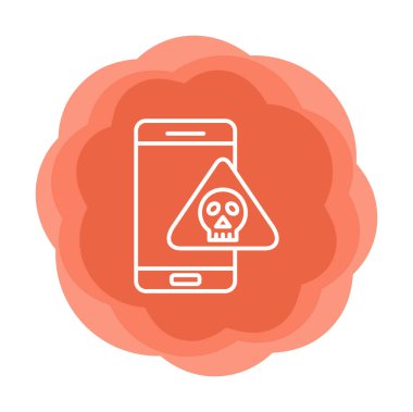 akıllı telefon ve kafatası simgesi tasarımı, tehlike ve uyarı teması, vektör illüstrasyonu