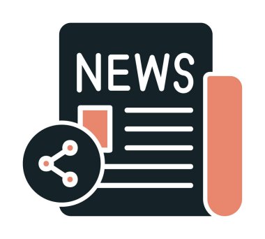 Belgeler ve Haber simgesi. Paylaşım konsepti, vektör illüstrasyonu 