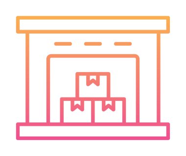 Kutu simgesi ve vektör illüstrasyonlu depo 