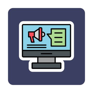 bilgisayar monitörü ve megafon, Dijital Kampanya konsept vektörü