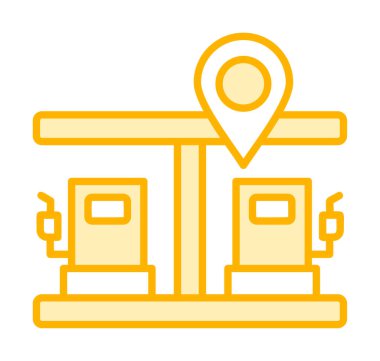 Benzin istasyonu web simgesi, vektör illüstrasyonlu harita işaretleyici