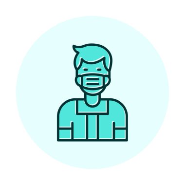 Tıbbi maske vektör tasarımlı genç adam.