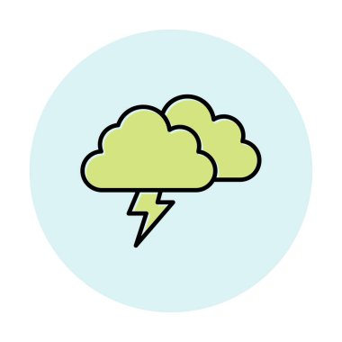 Yıldırım ikonlu fırtına bulutları. vektör illüstrasyonu                   