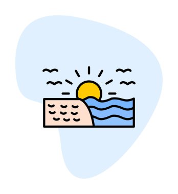 Deniz Ağı simgesinde gün doğumu, vektör illüstrasyonu 