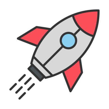 Girişim konsepti, roket simgesi, düz tasarım 