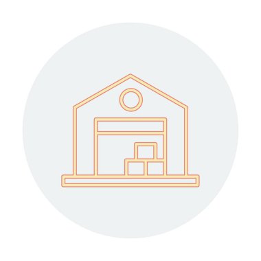 Kutu simgesi ve vektör illüstrasyonlu depo 