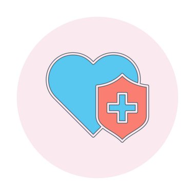 Çapraz ikonlu kalp, vektör çizimi. Sağlık hizmetleri kavramı                             