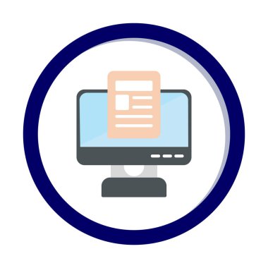 Yazı simgesi, vektör illüstrasyonlu bilgisayar ekranı