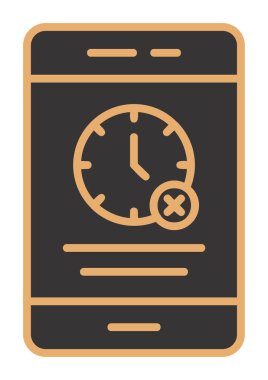 Ağ ve mobil uygulama tasarımınız için beyaz arkaplanda izole edilmiş akıllı telefon simgesi vektöründe zaman yok, zaman logosu kavramı