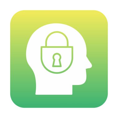 Erkekler kafasında kilit, yaratıcı vektör simgesi olan güvenlik kavramı