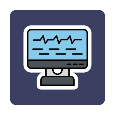 Ses çizgisi simgesi ile bilgisayar izleyicisinin vektör illüstrasyonu