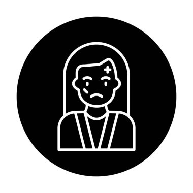 Yaralı kadın ikonu, kayıp kadın, vektör illüstrasyonu