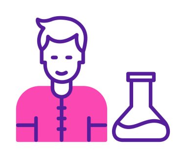 Basit vektör izole illüstrasyondaki bilim adamı simgesi                                    