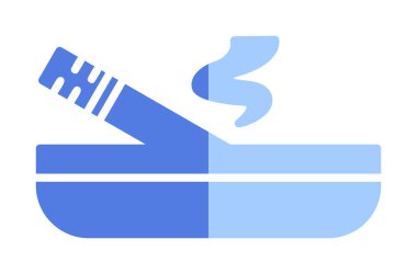 Kül tablası yanan sigara ikonu, vektör illüstrasyonu 