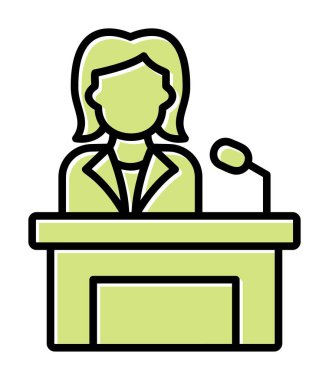 Konuşma standında konuşma yapan kadınlar, vektör illüstrasyonu