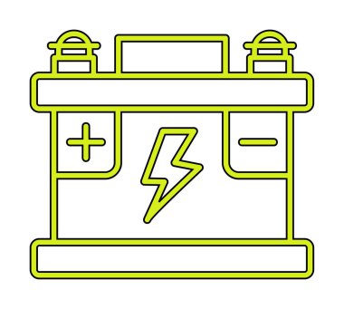 Araba aküsü simgesi. Ağ için Kataloglayıcı imza vektör simgesinin düz çizimi.