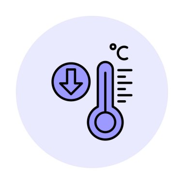 Düşük Sıcaklık simgesi vektör illüstrasyonlu termometre