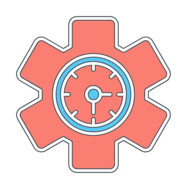 Saat simgesi, vektör illüstrasyonu, zaman sembolü ayarlanıyor. İçerideki saat dişlisi 