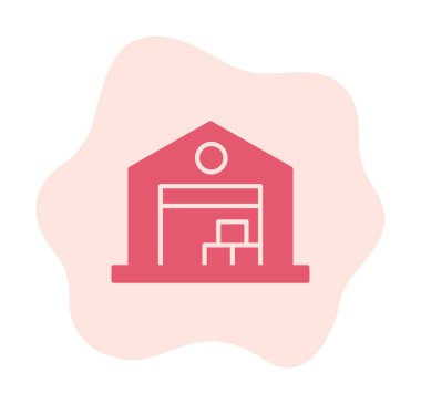 Kutu simgesi ve vektör illüstrasyonlu depo 