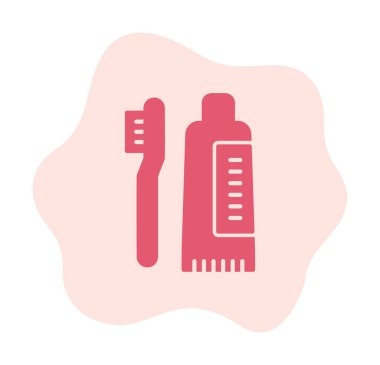 Diş fırçası ve diş macunu ikonları vektör illüstrasyonuName