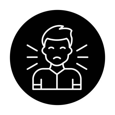 Korkmuş adam simgesi, korku konsepti, vektör illüstrasyonu