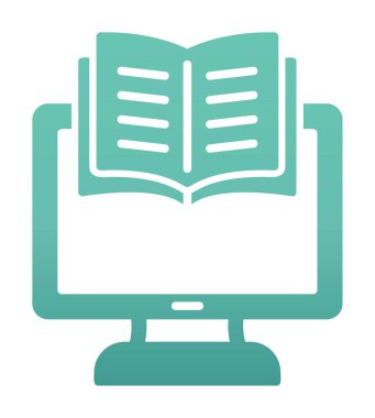 E-kitap ve bilgisayar ekran simgesi, vektör illüstrasyonu 