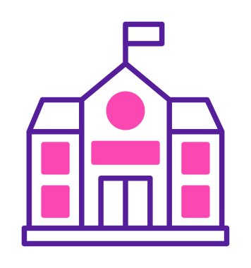 Okul binası simgesi, vektör illüstrasyonu