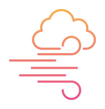 Bulutlu rüzgar simgesi, vektör illüstrasyonu 